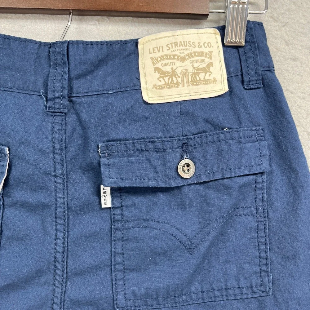 Levis Cargo Shorts Boys 14 Reg W27 Navy Ripstop Utility Casual Work Paratrooper